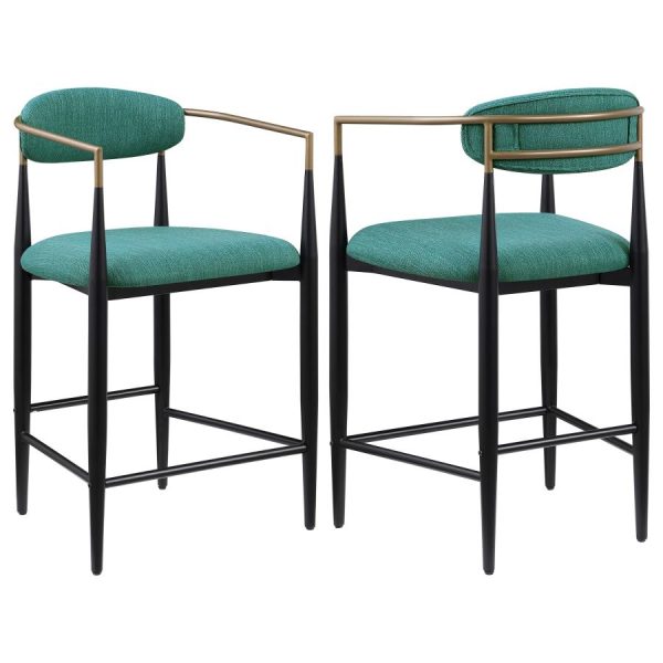 Tina Metal Counter Height Bar Stool with Upholstered Back and Seat Sale