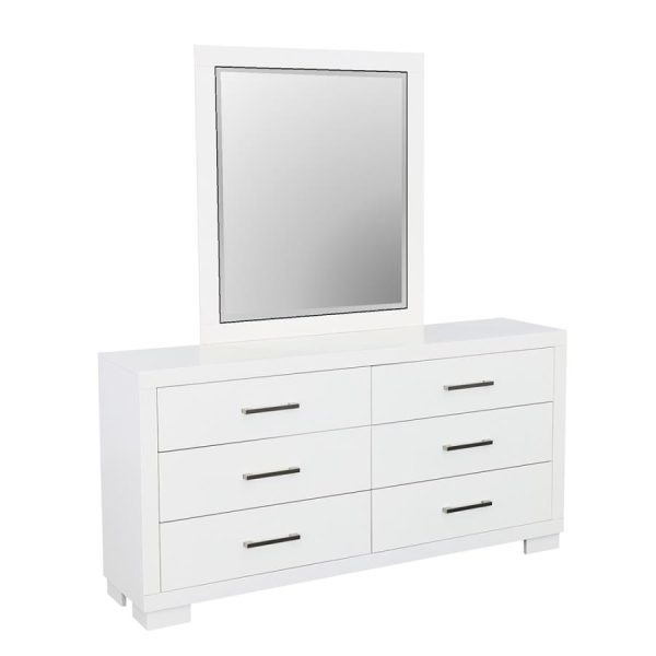 Jessica Rectangular Dresser Mirror White For Discount