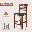 Set of 2 Counter Height Bar Chair Kitchen Island Stool with Backrest and Footrest Fashion