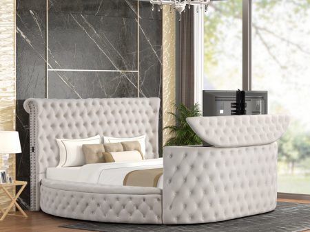 Patron Beige Platform Bed - Queen, King Hot on Sale