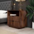 Lola Mid Century Modern Walnut Nightstand 2-Drawer Bed Side Table Online