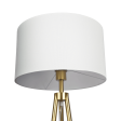 Sway Brassed Gold Floor Lamp with On Off Switch Triple Legs White Fabric Shade Online Sale