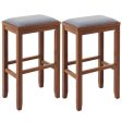 2 Pieces 31 Inch Upholstered Bar Stool Set with Solid Rubber Wood Frame and Footres Fashion