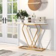 Gold Console Table with Diamond Shape Geometric Frame For Cheap