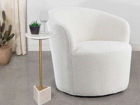 Joyce Upholstered Swivel Barrel Chair White Fashion