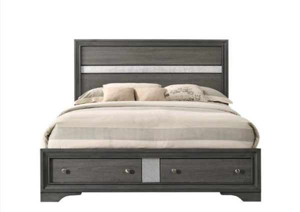 Regata Gray Silver Storage Platform Bed Cheap