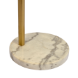 Oasis Long Arm Gold Brass Adjustable Floor Lamp with Round White Marble Base For Sale