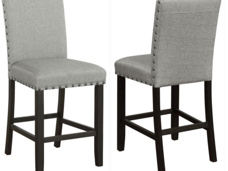 Kentfield Solid Back Upholstered Counter Height Stools Grey and Antique Noir (Set of 2)(DIS) Online now