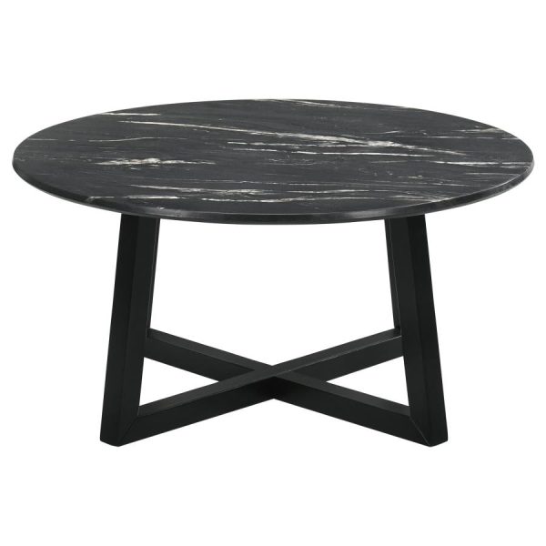 Skylark Round Coffee Table with Marble-like Top Letizia and Light Oak Discount