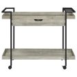 Ventura 2-Tier Bar Cart With Storage Drawer Grey Driftwood For Cheap