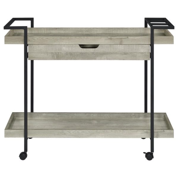 Ventura 2-Tier Bar Cart With Storage Drawer Grey Driftwood For Cheap