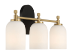 Meadows Three Lights Vanity Brushed Gold Bathroom Wall Light for Bathroom Over Mirror 20.5 W × 10.125 H × 5.5 E with White Frosted Glass For Discount