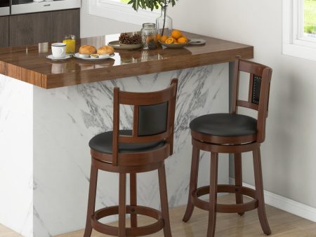 25.5 Inch 30.5 Inch Upholstered Bar Stools Set of 2 with Curved Backrest and Footrest Hot on Sale