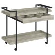 Ventura 2-Tier Bar Cart With Storage Drawer Grey Driftwood For Cheap