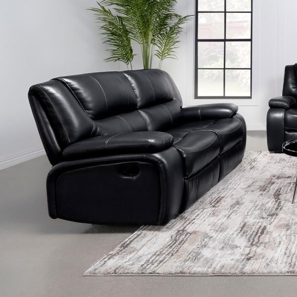 Camila Upholstered Motion Reclining Loveseat Black Sale