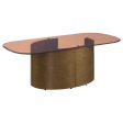 Morena Rectangular Coffee Table with Tawny Tempered Glass Top Brushed Bronze Sale