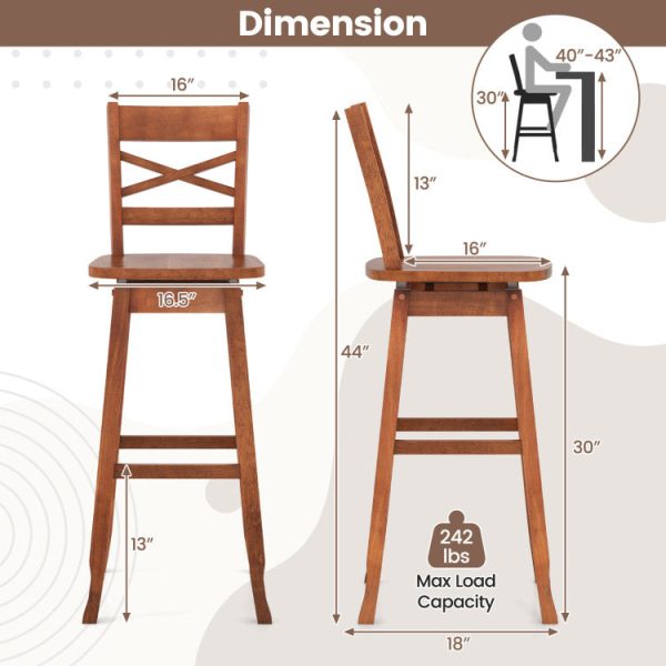 Swivel 30-Inch Bar Height Stool Set of 2 with Footrest Cheap