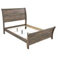 Frederick Sleigh Panel Bed Weathered Oak For Sale