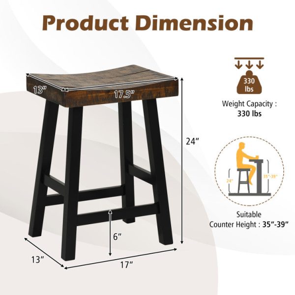 24 29 Inch Solid Wood Saddle-Seat with Curved Seat Surface and Comfortable Footrests Online now