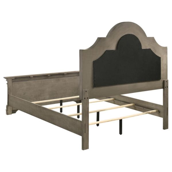 Manchester Bed with Upholstered Arched Headboard Beige and Wheat Online Sale