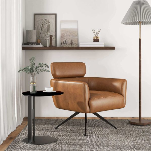 Camila  Tan Leather Lounge Chair For Cheap