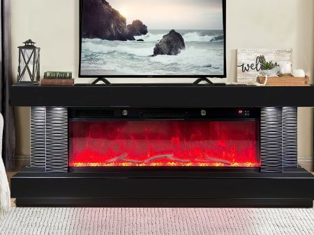 A89 TV STAND W FIREPLACE BLACK Fashion