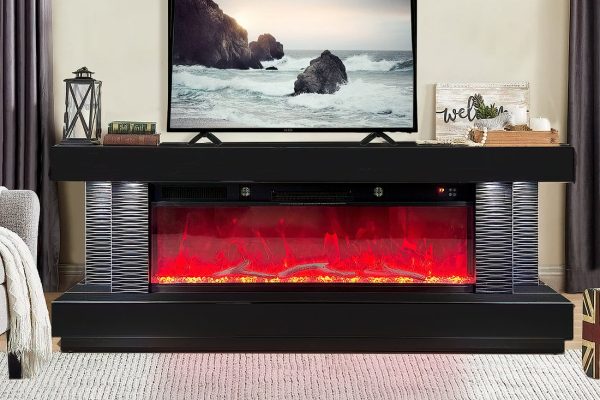 A89 TV STAND W FIREPLACE BLACK Fashion