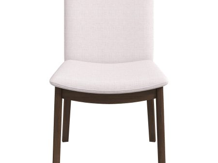 Laura  Beige Linen Solid Wood Dining Chair (Set Of 2) For Sale