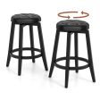 360° Swivel Upholstered Rubberwood Frame Bar Stool Set of 2 with Footrest Hot on Sale