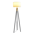 Sway Brassed Gold Floor Lamp with On Off Switch Triple Legs White Fabric Shade Online Sale