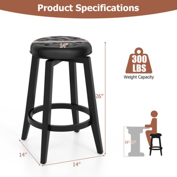 360° Swivel Upholstered Rubberwood Frame Bar Stool Set of 2 with Footrest Hot on Sale