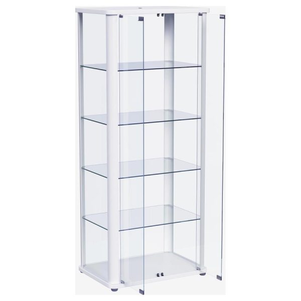 Aero 5-shelf Display Curio Cabinet with LED Lighting White Supply