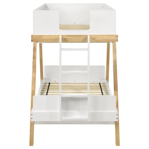 Frankie Wood Twin Over Twin Bunk Bed White and Natural Fashion