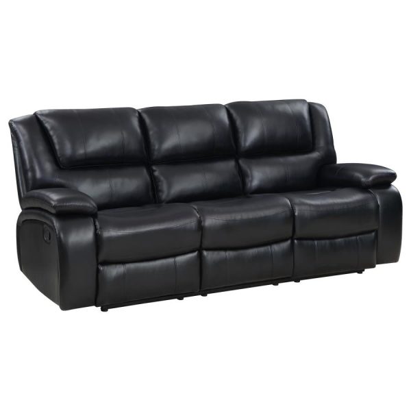 Camila 2-piece Upholstered Motion Reclining Sofa Set Black Cheap