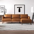 Lore  L-Shaped Genuine Leather Sectional In Tan Right Facing For Cheap