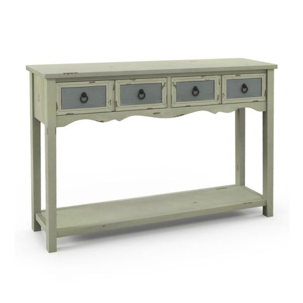 48 Inch Farmhouse Console Table with 2 Drawers and Open Storage Shelf for Hallway Hot on Sale