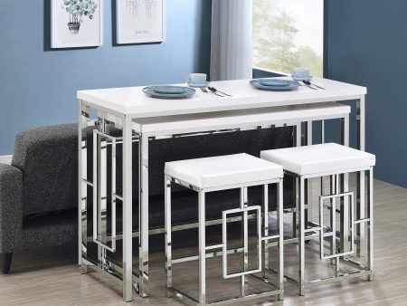 Jackson 4-piece Multipurpose Counter Height Table Set White and Chrome Online