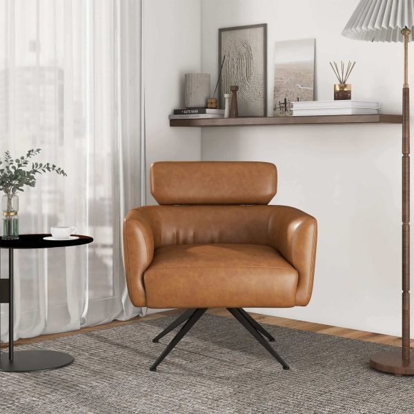 Camila  Tan Leather Lounge Chair For Cheap