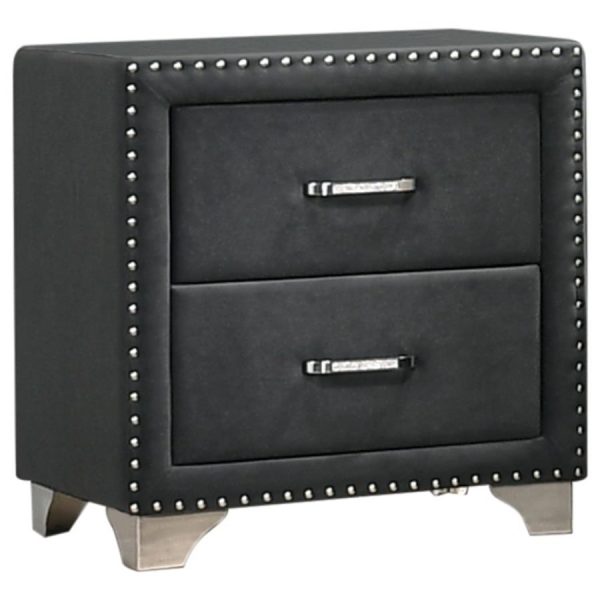 Melody 2-drawer Upholstered Nightstand Grey Online now