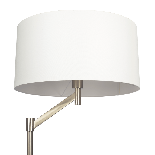 Serene Brushed Nickel Floor Lamp with Rotary Switch Metal Base White Linen Shade Sale