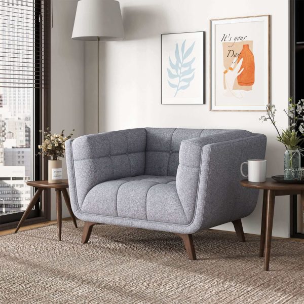 Addison Mid Century Modern Light Grey Fabric Lounge Chair Discount