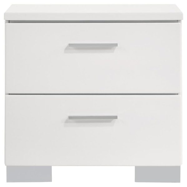 Felicity 2-drawer Nightstand Glossy White Cheap