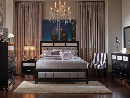 Barzini Bedroom Set with Upholstered Headboard Black For Discount