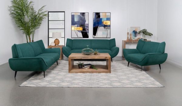 Acton 3-piece Upholstered Flared Arm Sofa Set Teal Blue For Discount