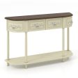 Retro Curved Console Table with Drawers and Solid Wood Legs Sale