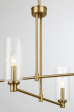 Enigma Four Lights Chandelier With Clear Ribbed Glass -Satin Brass Online Sale