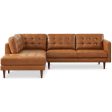 Lucco  Genuine Leather Sectional In Cognac Tan Left Facing Online now