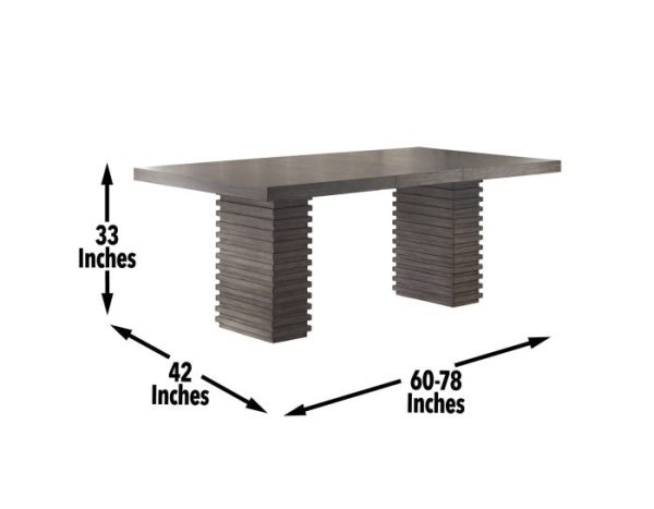 Mila 60-78 Inch Dining Table w 18″ Leaf on Sale