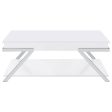 Marcia Wood Rectangular Lift Top Coffee Table White High Gloss and Chrome Fashion