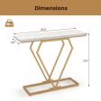 Gold Console Table with Diamond Shape Geometric Frame For Cheap